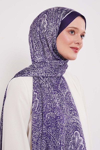 Levidor Purple Mixed Pattern Indian Silk Shawl