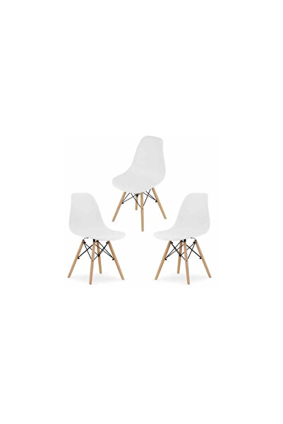 Mercaton Set 3 Scaune Acerenza, Stil Scandinav cu Picioare din Lemn de Fag