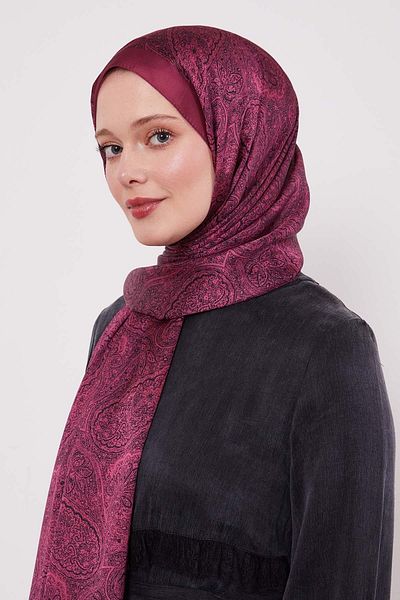 Levidor Plum Authentic Pattern Indian Silk Shawl