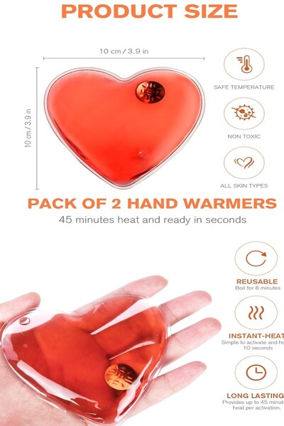 Kiesa Kalp Jel Isıtıcı Cep Sobası Kalp Şeklinde Hediye Kamp Vücut El Isıtıcısı Isınmatik Sıcak Su Torbası