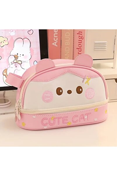 GlassySKY Husă pentru creion din piele artificială de mare capacitate cu pisi...