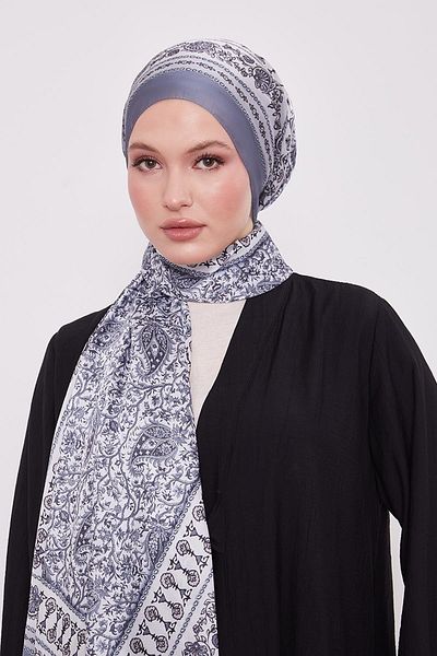 Levidor Gray Mini Floral Indian Silk Shawl