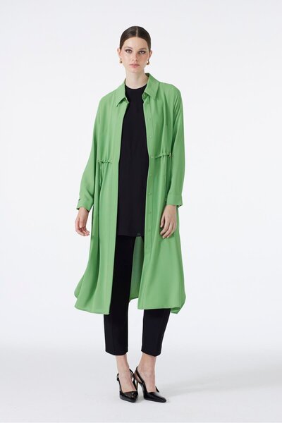 Zühre Shirt Collar Pocket Detailed Long Green Wear Out Gc-0062