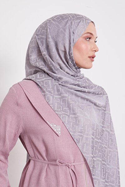 Levidor Γκρι ιταλικό σάλι ζακάρ με σχέδιο L