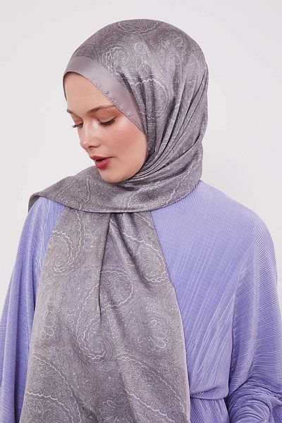 Levidor Gray Authentic Pattern Indian Silk Shawl