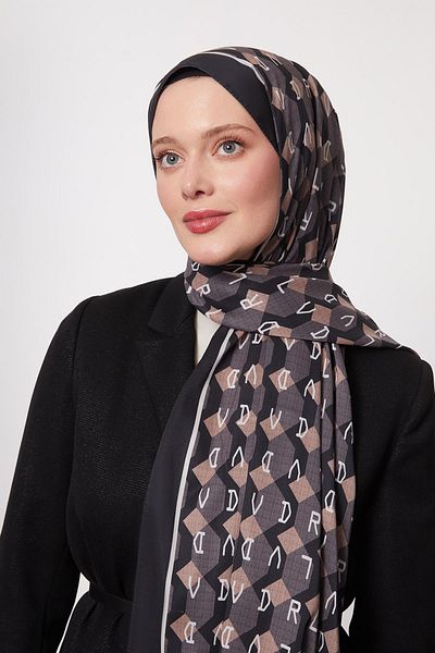 Levidor Black-Grey Honeycomb Pattern Love Shawl