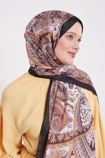 Levidor Black-Brown Mixed Desenal Indian Silk Shawl
