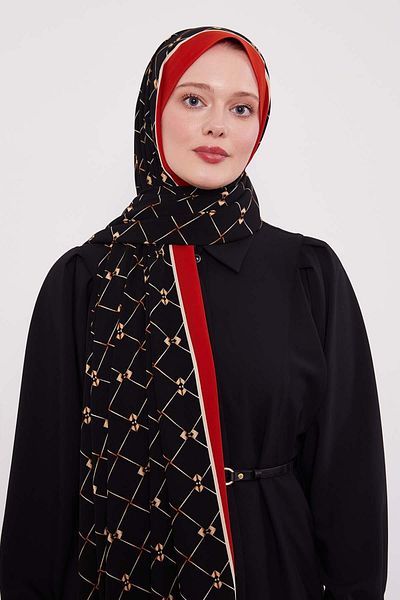 Levidor Red Gilded Baklava Pattern Medina Silk Shawl