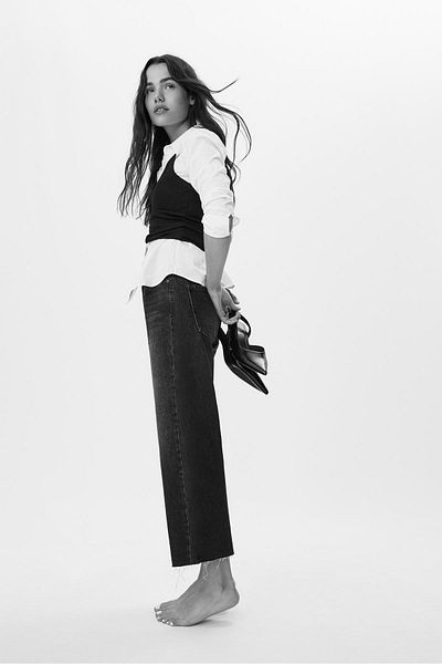 Stradivarius D96 cropped straight-fit jeans