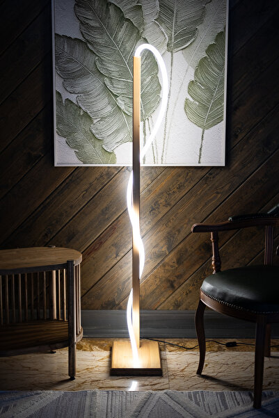 woodbaba Lathe Açık Ceviz Masif Ahşap Lambader 150 cm | İskandinav Minimal Tasarım