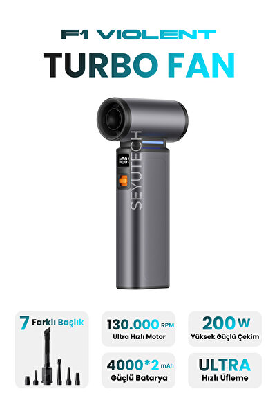 SEYUTECH F1 Violent Turbo Jet Fan 130000rpm Ultra Güçlü Motor Güçlü Vakum 4000mAh Bataryalı Üflemeli
