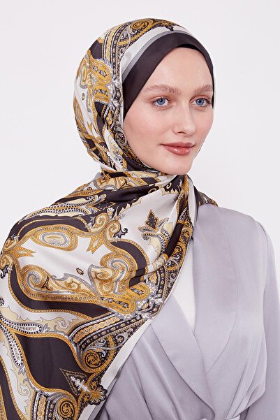 Levidor Acı Kahve Bohem Desenli Hint İpeği Şal