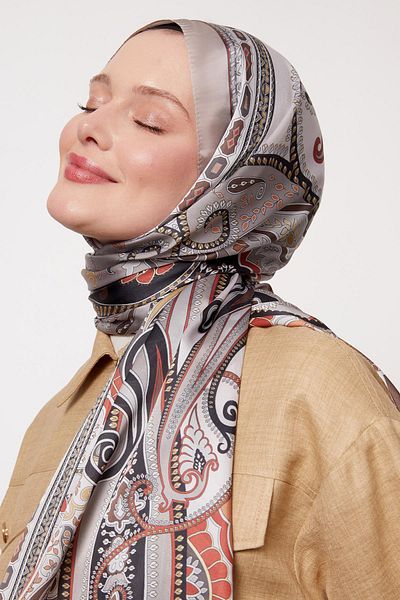 Levidor A.Mink Edge Geometric Pattern Indian Silk Shawl