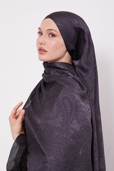 Levidor Anthracite Ethnic Pattern Italian Jacquard Shawl