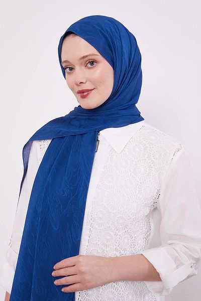 Levidor Navy Blue Abstract Tulip Pattern Jacquard Capri Shawl