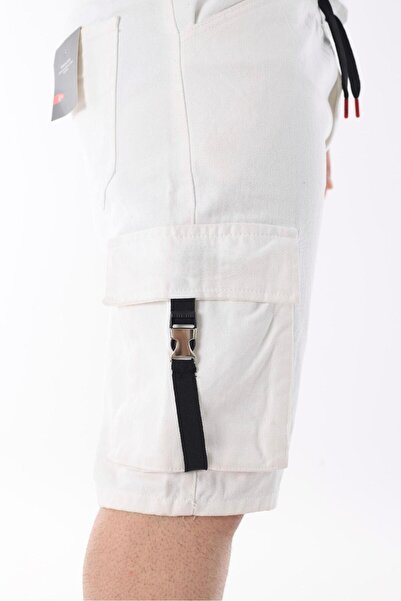 Fashion İstanbul Erkek Lastikli Rahat Kalıp Gabardin Şort Beyaz
