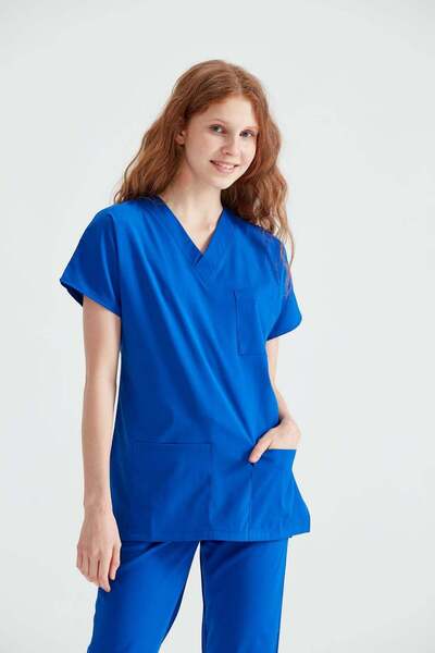 DEMOTEKS Scrub Set Costum Medical Classic Albastru Royal Unisex
