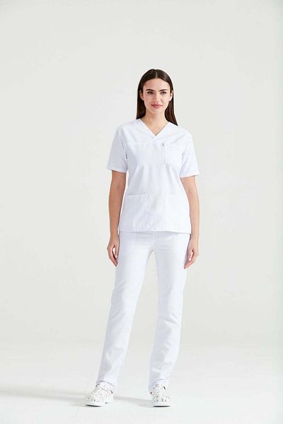 DEMOTEKS Scrub Set Medical Suit Classic White Unisex