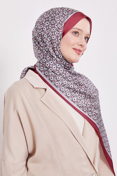 Levidor Red Square Pattern Indian Silk Shawl