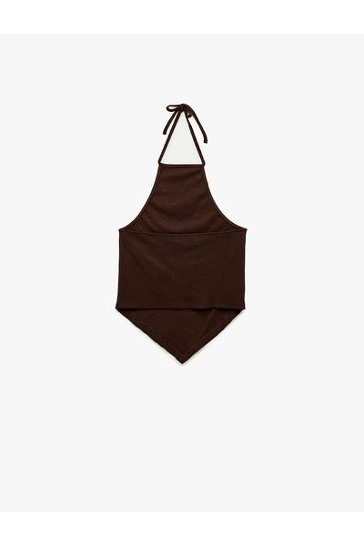 Koton Bluză cu guler fără mâneci, cu decolteu asimetric, slim fit, cu detaliu de piatră
