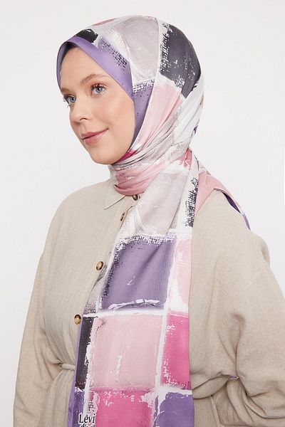 Levidor Purple Square Pattern Twill Shawl