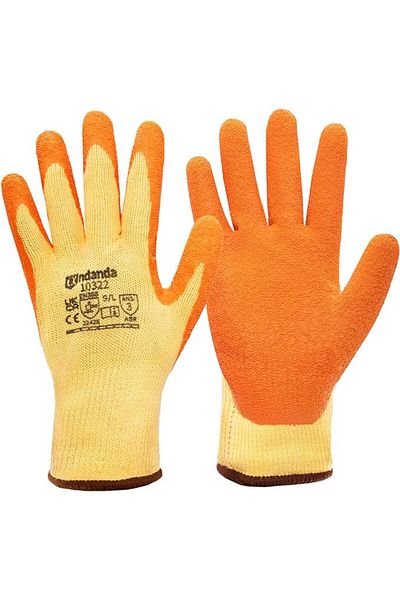 Andanda work gloves, nitrile/rubber, yellow/orange, size M