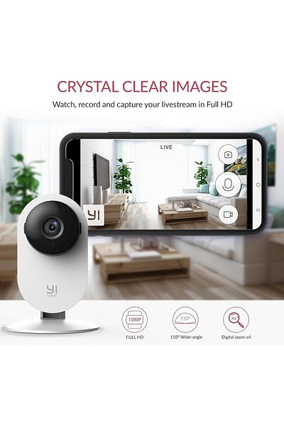 Yi Technology كاميرا مراقبة منزلية YI Y4 Pro 2K، كاميرا داخلية بتردد 2.4 جيجاهرتز مع خاصية اكتشاف الأشخاص والمركبات والحيوانات والتصوير