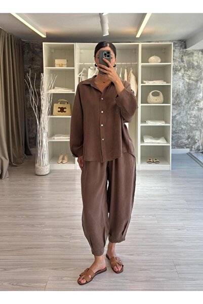 LUUNA STORE طقم شالوار - بني