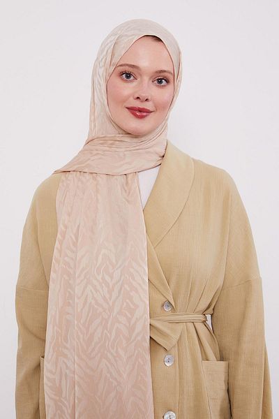 Levidor A.Mink Abstract Leaf Pattern Jacquard Capri Shawl