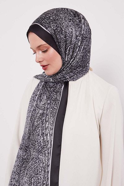 Levidor Black Mixed Pattern Indian Silk Shawl