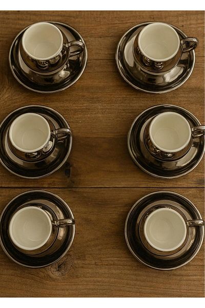 KRD Home 6 Person Porcelain Coffee Cup Set
