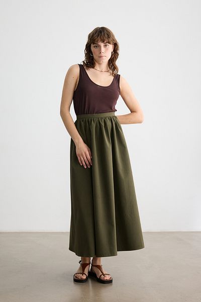 BE BLUE Khaki Tie Poplin Skirt