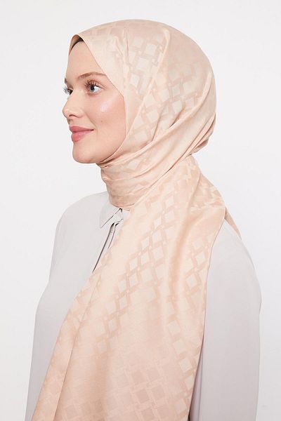 Levidor Salmon Square Transitional Pattern Blue Jacquard Shawl