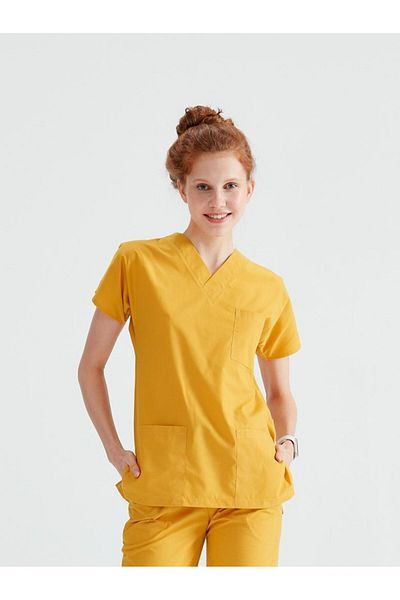 DEMOTEKS Scrub Set Costum Medical Classic Galben Inchis Unisex