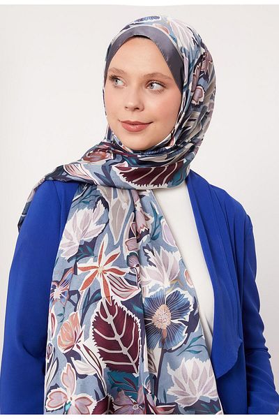 Levidor Smoked Petunia Pattern Indian Silk Shawl