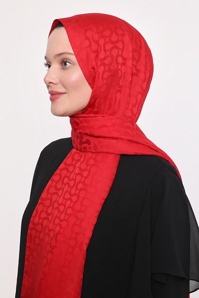 Levidor Red S Pattern Blue Jacquard Shawl