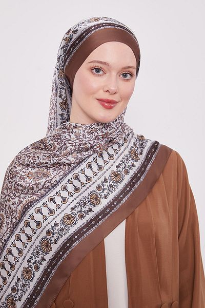 Levidor Chocolate Brown Mini Flower Indian Silk Shawl