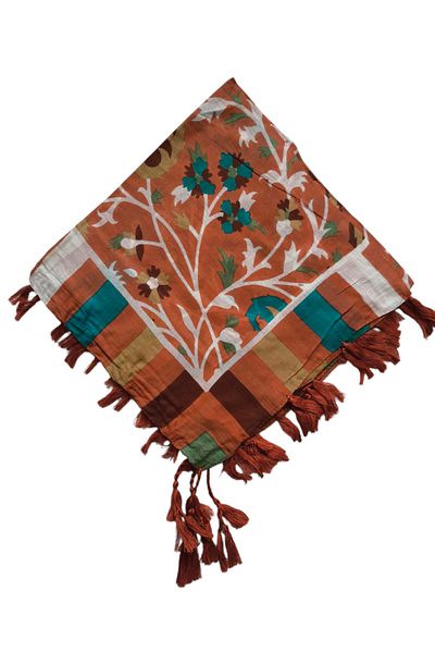 kızca Indian Silk Scarf Coffee 110 cm