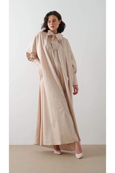 miha Hicran Önal Poplin Shirt Dress Beige