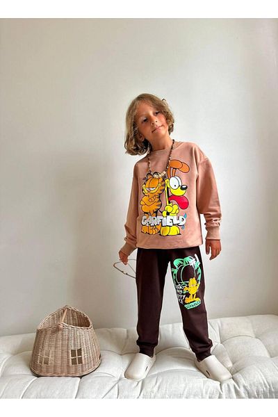 YİGİT BUTİK Printed Long Sleeve Boys Bottom Top Set