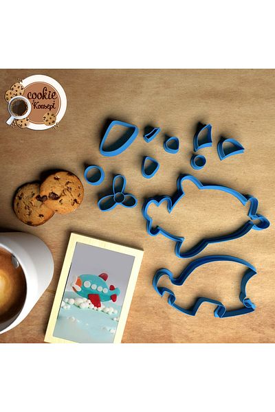 CookieKonsept مجموعة قوالب استحمام الطفل على شكل طائرة - متوافقة مع البسكويت والعجين والطين