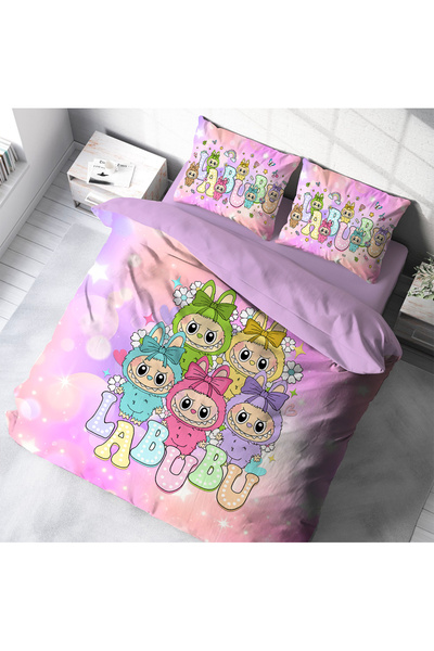 hediyechy Gifts Duvet Cover Labubu Themed 3D Printed Double Duvet Cover Set