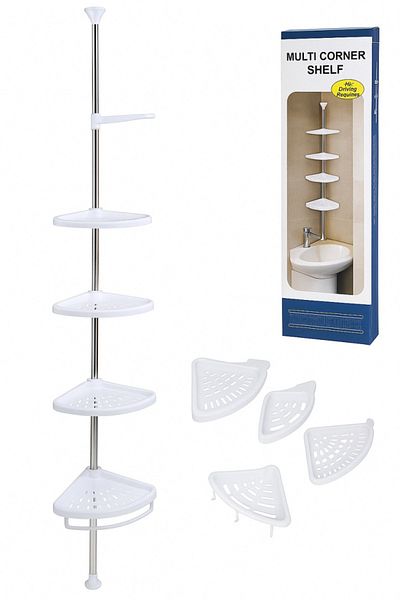divendi-ro Bathroom organizer bathroom shelf "corner bath shelf, telescopic arm with 4 shelves and towel holder