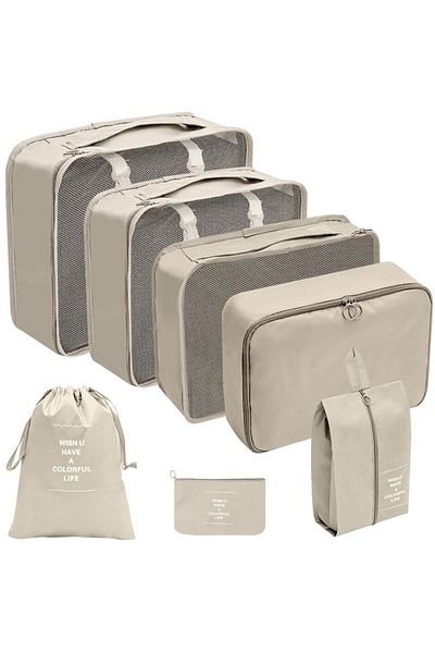 GABIANO Set 7 Travel Bags for Storage, Compressible, 7 Sizes, Waterproof, Mesh Design, Foldable, Robust Hand