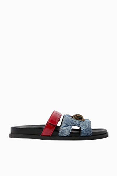 Kurt Geiger Eagle Cut Out Sandals, Düz Deri Sandalet ve Kartal Logolu Tasarım