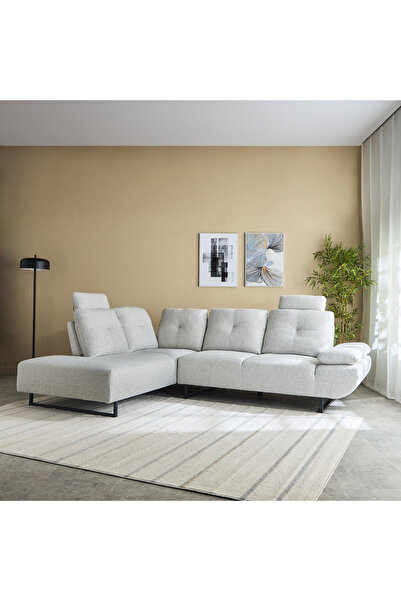 Home Box أريكة قماشية رئيسية بأربعة مقاعد في الزاوية اليسرى مع ظهر قابل للتعديل