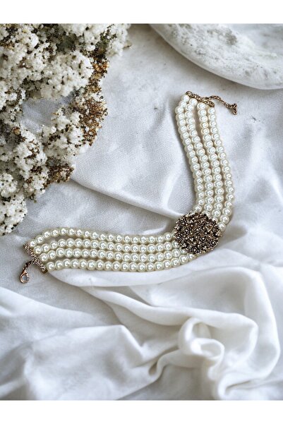 FAYRA ACCESSORIES Gül Figürlü İnci Kolye