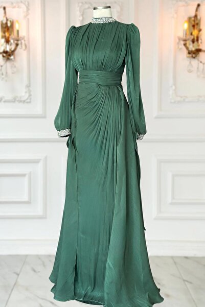 Amine Hüma Gözde Abiye Elbise Zümrüt