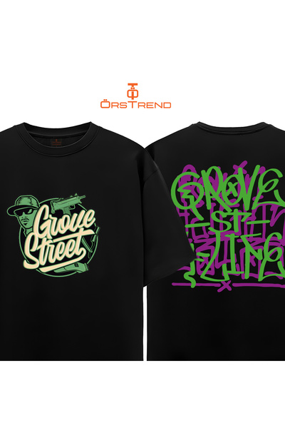 ÖRSTREND تيشيرت جروف ستريت كبير الحجم