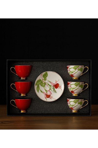 decovien 6 Person Porcelain Coffee Cup Set